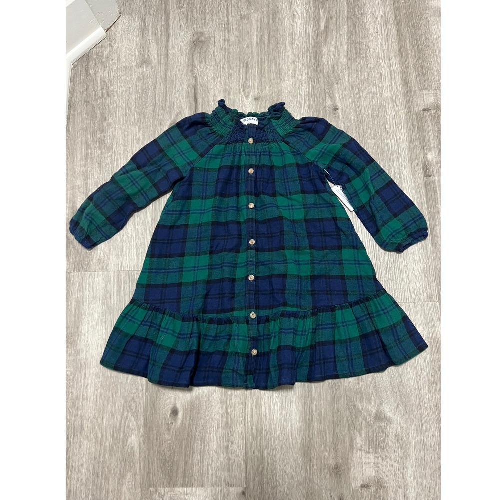 New - Old‎ Navy girls holiday green & navy plaid dress, size 5T